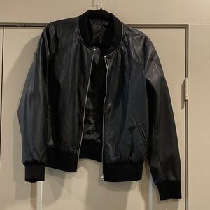 Faux leather bomber jacket
